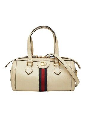 Gucci Ophidia Mini Boston Bag 2-Way Beige Leather